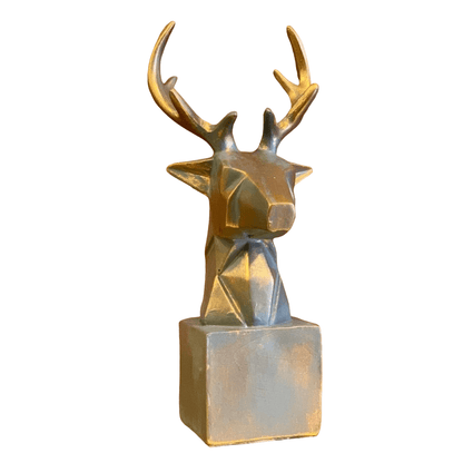 Cubic Deer Head Sculpture, Geometric Deer Statue, Minimalist Cubic Deer Figurine, Modern Abstract Deer Statue, Polyester Cubic Deer Statue