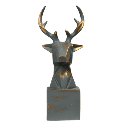 Cubic Deer Head Sculpture, Geometric Deer Statue, Minimalist Cubic Deer Figurine, Modern Abstract Deer Statue, Polyester Cubic Deer Statue