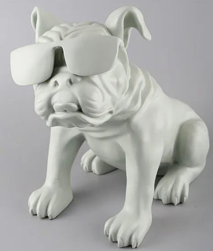 Handmade Bulldog Statue, Dog Decor with Glasses, Handmade Dog Statue, Bulldog Figurine with Glasses, Handmade Bulldog Sculpture