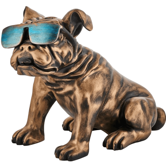 Handmade Bulldog Statue, Dog Decor with Glasses, Handmade Dog Statue, Bulldog Figurine with Glasses, Handmade Bulldog Sculpture