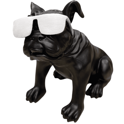 Handmade Bulldog Statue, Dog Decor with Glasses, Handmade Dog Statue, Bulldog Figurine with Glasses, Handmade Bulldog Sculpture