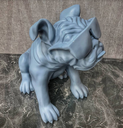 Handmade Bulldog Statue, Dog Decor with Glasses, Handmade Dog Statue, Bulldog Figurine with Glasses, Handmade Bulldog Sculpture