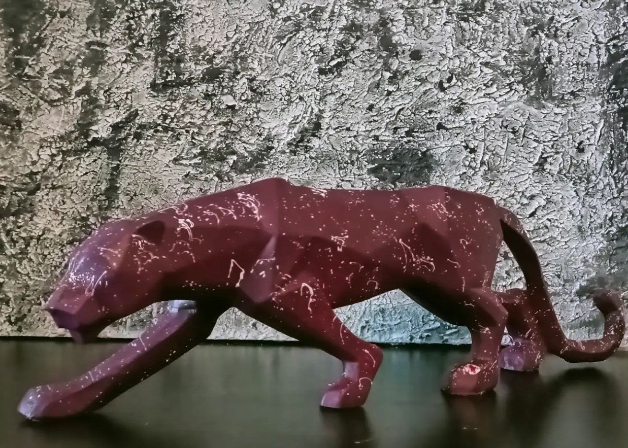 Large Panther Statue, Geometric Animal Figurine, Abstract Panther Sculpture, Panther Decorative Showpiece, Decorative Tabletop Statue
