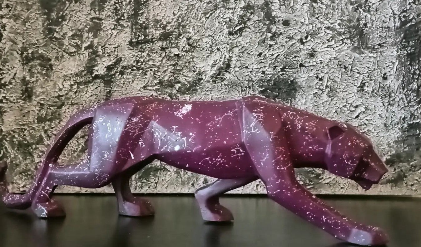 Large Panther Statue, Geometric Animal Figurine, Abstract Panther Sculpture, Panther Decorative Showpiece, Decorative Tabletop Statue