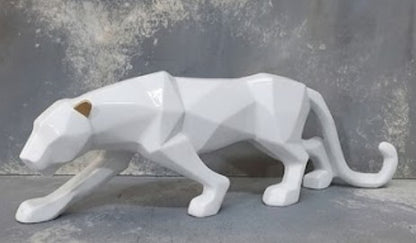 Large Panther Statue, Geometric Animal Figurine, Abstract Panther Sculpture, Panther Decorative Showpiece, Decorative Tabletop Statue