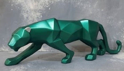 Large Panther Statue, Geometric Animal Figurine, Abstract Panther Sculpture, Panther Decorative Showpiece, Decorative Tabletop Statue