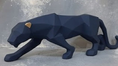 Large Panther Statue, Geometric Animal Figurine, Abstract Panther Sculpture, Panther Decorative Showpiece, Decorative Tabletop Statue