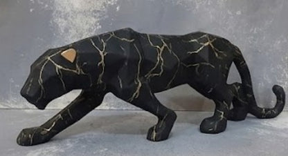 Large Panther Statue, Geometric Animal Figurine, Abstract Panther Sculpture, Panther Decorative Showpiece, Decorative Tabletop Statue