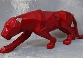 Large Panther Statue, Geometric Animal Figurine, Abstract Panther Sculpture, Panther Decorative Showpiece, Decorative Tabletop Statue