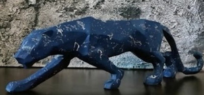 Large Panther Statue, Geometric Animal Figurine, Abstract Panther Sculpture, Panther Decorative Showpiece, Decorative Tabletop Statue