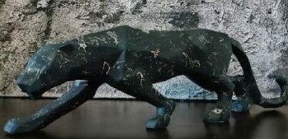 Large Panther Statue, Geometric Animal Figurine, Abstract Panther Sculpture, Panther Decorative Showpiece, Decorative Tabletop Statue