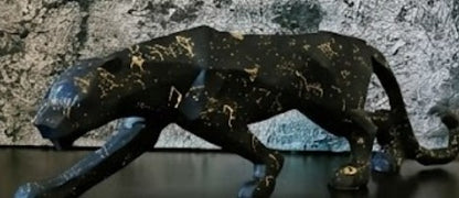 Large Panther Statue, Geometric Animal Figurine, Abstract Panther Sculpture, Panther Decorative Showpiece, Decorative Tabletop Statue