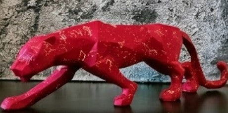 Large Panther Statue, Geometric Animal Figurine, Abstract Panther Sculpture, Panther Decorative Showpiece, Decorative Tabletop Statue