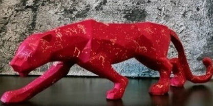 Large Panther Statue, Geometric Animal Figurine, Abstract Panther Sculpture, Panther Decorative Showpiece, Decorative Tabletop Statue