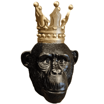 Handmade Monkey King Decor, Crowned Chimp Statue, Handmade Monkey Decor, Handmade King Monkey Statue, Crown Monkey Decor, Monkey Head Decor
