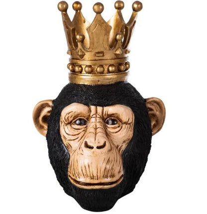 Handmade Monkey King Decor, Crowned Chimp Statue, Handmade Monkey Decor, Handmade King Monkey Statue, Crown Monkey Decor, Monkey Head Decor