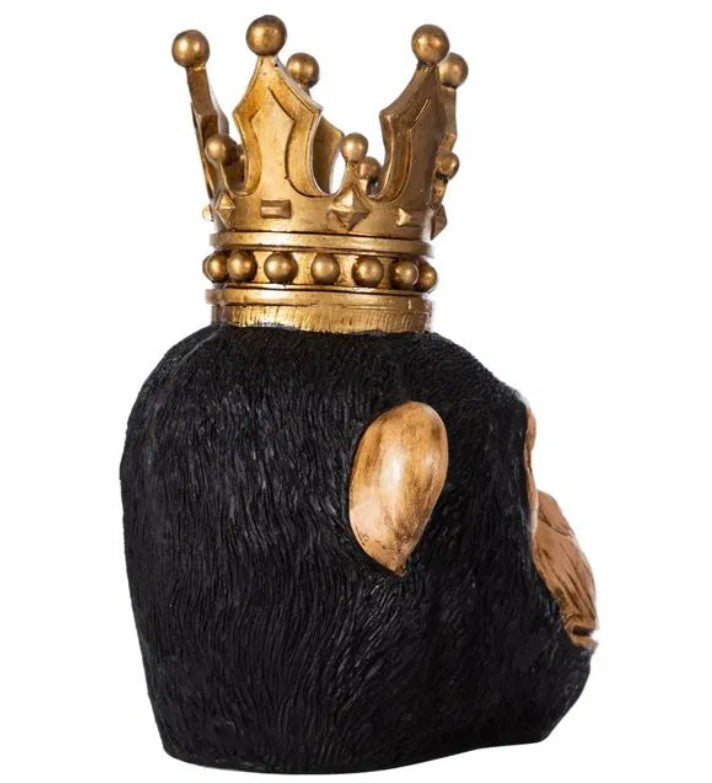 Handmade Monkey King Decor, Crowned Chimp Statue, Handmade Monkey Decor, Handmade King Monkey Statue, Crown Monkey Decor, Monkey Head Decor
