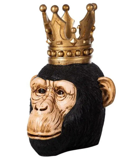 Handmade Monkey King Decor, Crowned Chimp Statue, Handmade Monkey Decor, Handmade King Monkey Statue, Crown Monkey Decor, Monkey Head Decor