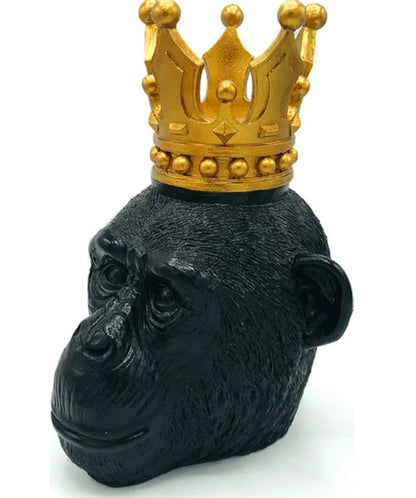 Handmade Monkey King Decor, Crowned Chimp Statue, Handmade Monkey Decor, Handmade King Monkey Statue, Crown Monkey Decor, Monkey Head Decor