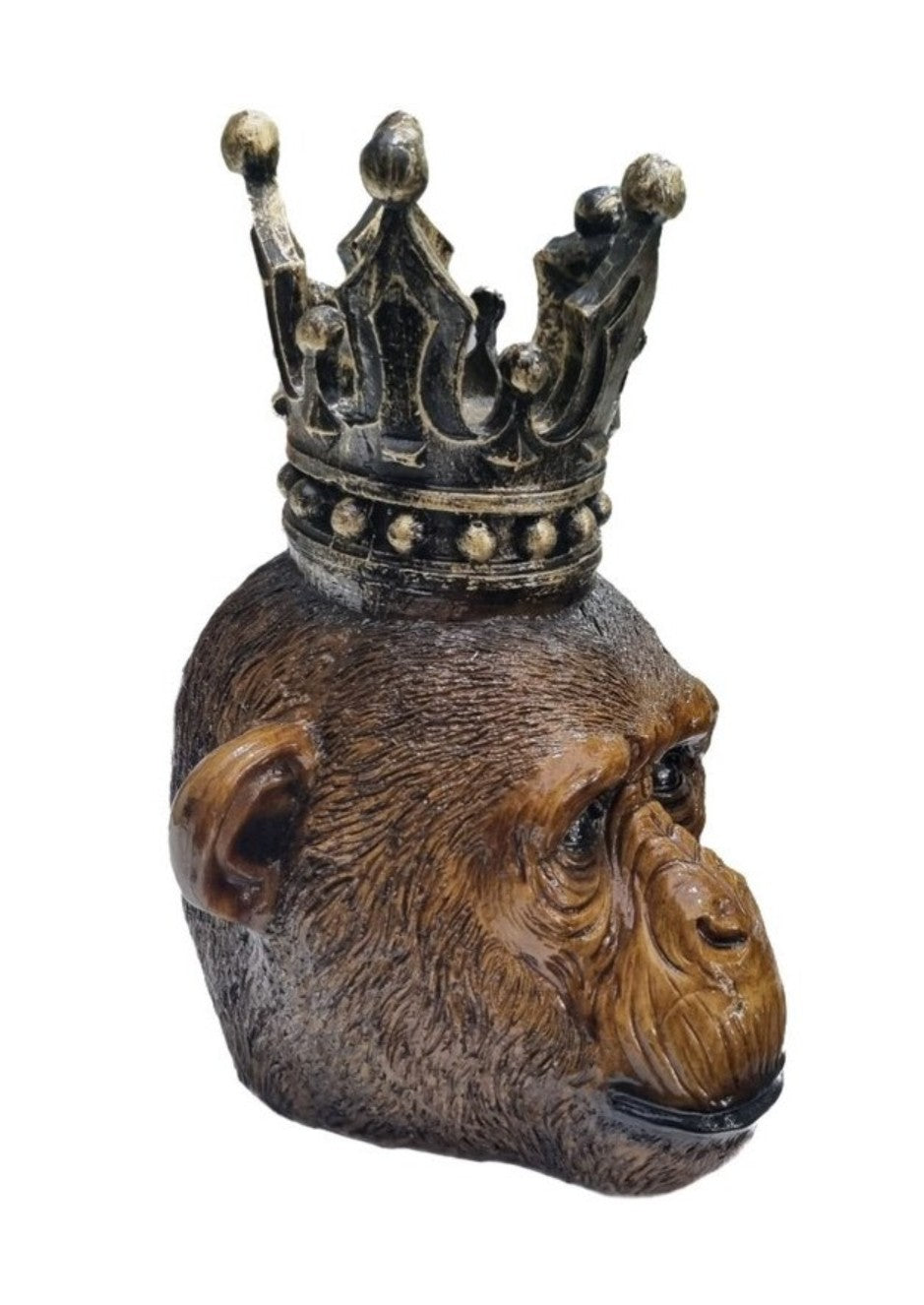 Handmade Monkey King Decor, Crowned Chimp Statue, Handmade Monkey Decor, Handmade King Monkey Statue, Crown Monkey Decor, Monkey Head Decor