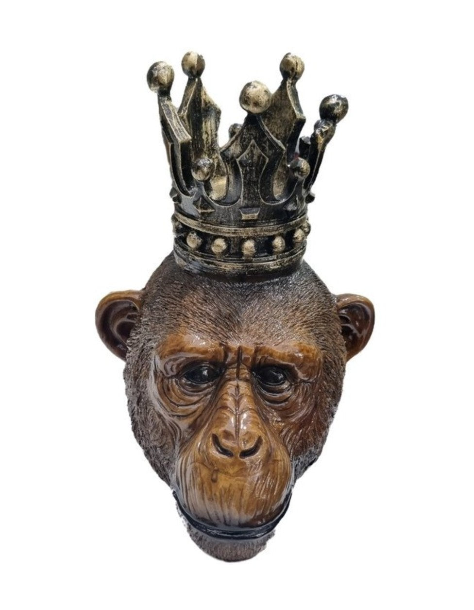 Handmade Monkey King Decor, Crowned Chimp Statue, Handmade Monkey Decor, Handmade King Monkey Statue, Crown Monkey Decor, Monkey Head Decor