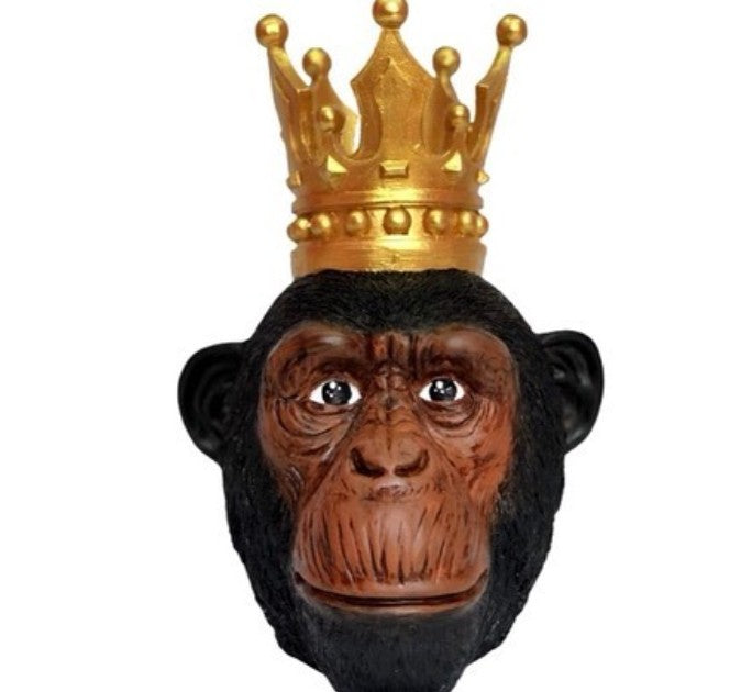 Handmade Monkey King Decor, Crowned Chimp Statue, Handmade Monkey Decor, Handmade King Monkey Statue, Crown Monkey Decor, Monkey Head Decor