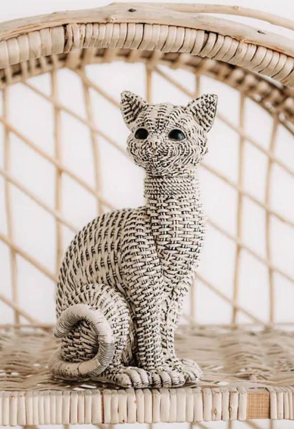 Woven Cat Statue, Handmade Polyester Cat Figurine, Unique Cat Lover Gift, Cat Statue, Woven Cat Sculpture, Cat Lover Home Decor, Cat Decor, Cat Sculpture, Cat Objects