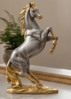 Horse Table Decor, Rearing Horse Statue, Equestrian Figurine, Rustic Home Office Sculpture