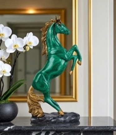 Horse Table Decor, Rearing Horse Statue, Equestrian Figurine, Rustic Home Office Sculpture