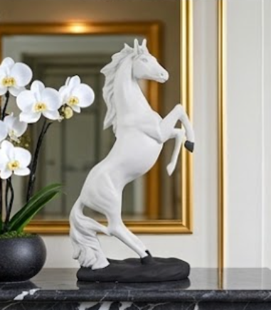 Horse Table Decor, Rearing Horse Statue, Equestrian Figurine, Rustic Home Office Sculpture