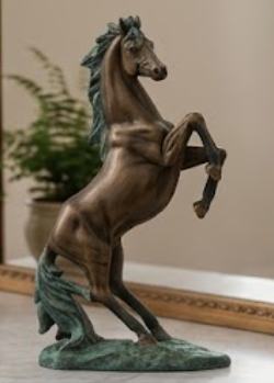 Horse Table Decor, Rearing Horse Statue, Equestrian Figurine, Rustic Home Office Sculpture