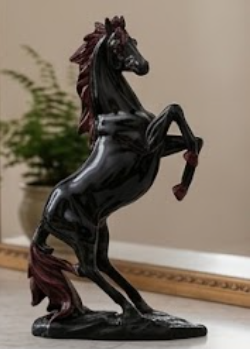 Horse Table Decor, Rearing Horse Statue, Equestrian Figurine, Rustic Home Office Sculpture