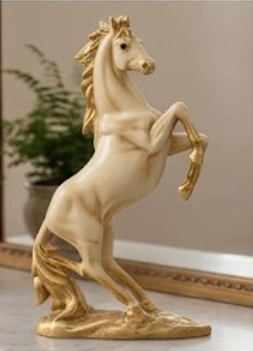 Horse Table Decor, Rearing Horse Statue, Equestrian Figurine, Rustic Home Office Sculpture