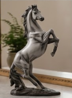 Horse Table Decor, Rearing Horse Statue, Equestrian Figurine, Rustic Home Office Sculpture