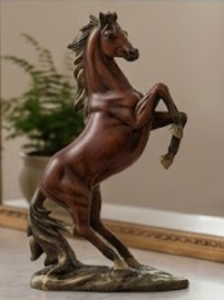 Horse Table Decor, Rearing Horse Statue, Equestrian Figurine, Rustic Home Office Sculpture