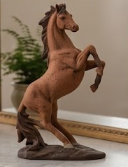Horse Table Decor, Rearing Horse Statue, Equestrian Figurine, Rustic Home Office Sculpture