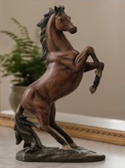 Horse Table Decor, Rearing Horse Statue, Equestrian Figurine, Rustic Home Office Sculpture