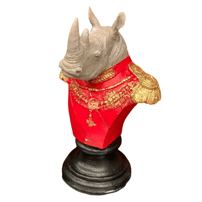 Royal Rhino Bust Statue, Military Style Rhino Bust, Elegant Rhino Head Statue, Rhino Head Statue, Military Rhino Bust, Rhino Bust Sculpture