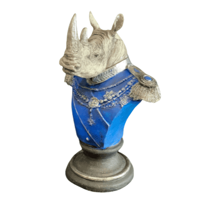 Royal Rhino Bust Statue, Military Style Rhino Bust, Elegant Rhino Head Statue, Rhino Head Statue, Military Rhino Bust, Rhino Bust Sculpture