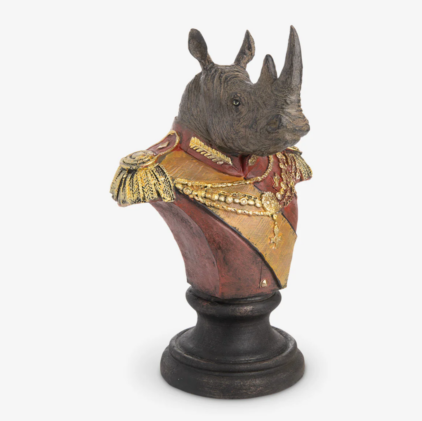 Royal Rhino Bust Statue, Military Style Rhino Bust, Elegant Rhino Head Statue, Rhino Head Statue, Military Rhino Bust, Rhino Bust Sculpture