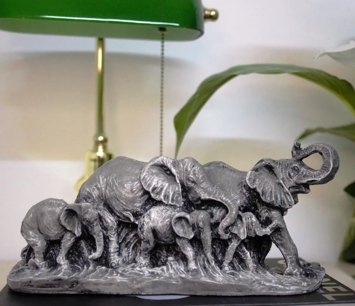 Handmade Elephant Family Decor, Elephant Statue, Safari Home Decor, Artistic Office Decor, Handmade Elephant Set, Animal Home Accent