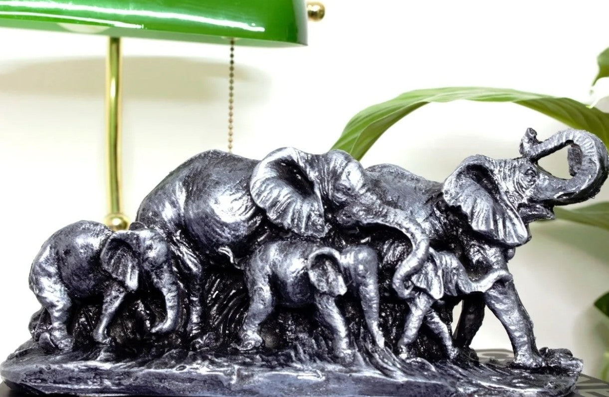 Handmade Elephant Family Decor, Elephant Statue, Safari Home Decor, Artistic Office Decor, Handmade Elephant Set, Animal Home Accent