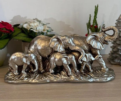 Handmade Elephant Family Decor, Elephant Statue, Safari Home Decor, Artistic Office Decor, Handmade Elephant Set, Animal Home Accent