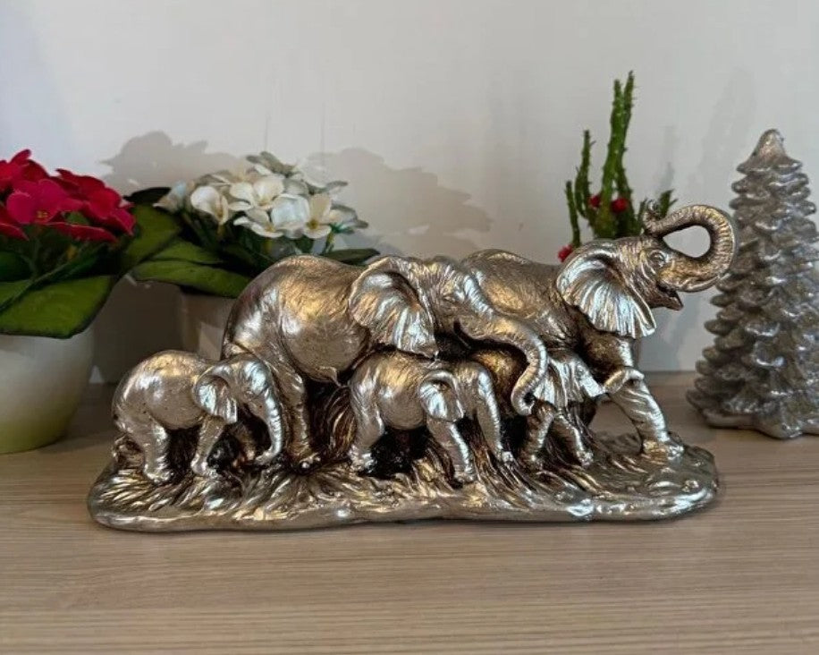 Handmade Elephant Family Decor, Elephant Statue, Safari Home Decor, Artistic Office Decor, Handmade Elephant Set, Animal Home Accent