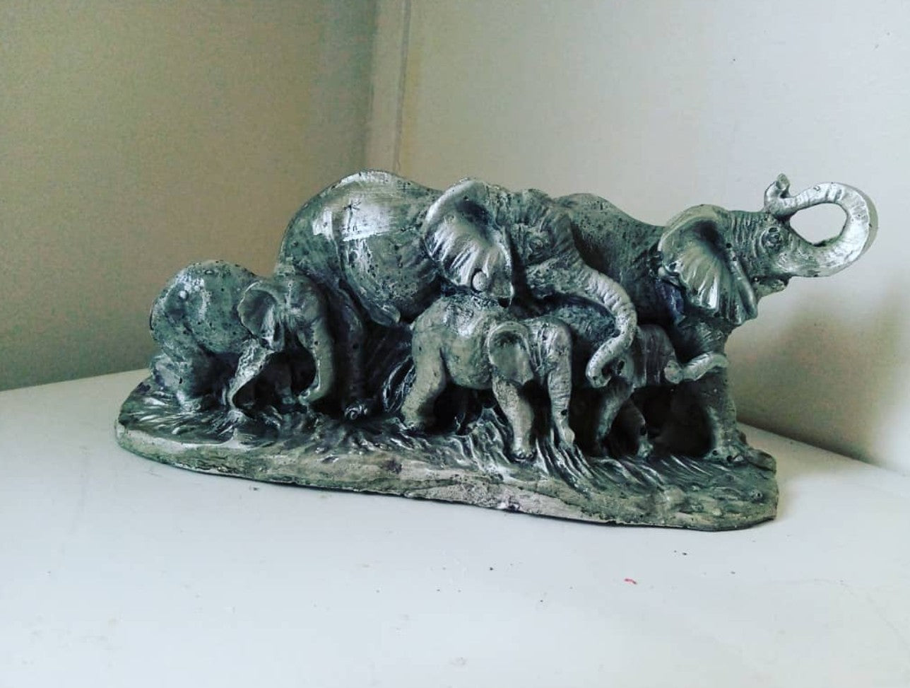 Handmade Elephant Family Decor, Elephant Statue, Safari Home Decor, Artistic Office Decor, Handmade Elephant Set, Animal Home Accent