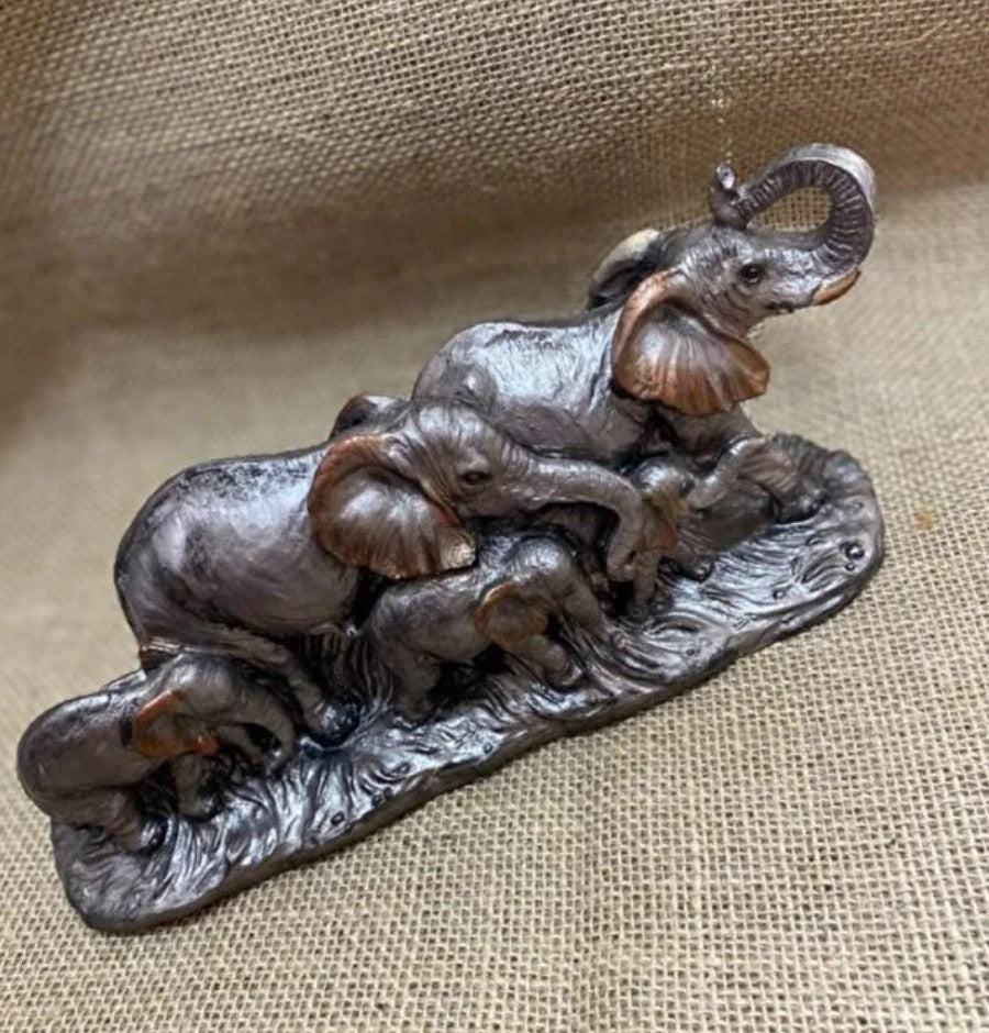 Handmade Elephant Family Decor, Elephant Statue, Safari Home Decor, Artistic Office Decor, Handmade Elephant Set, Animal Home Accent