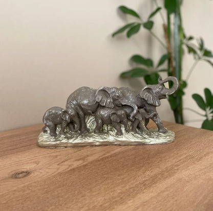 Handmade Elephant Family Decor, Elephant Statue, Safari Home Decor, Artistic Office Decor, Handmade Elephant Set, Animal Home Accent