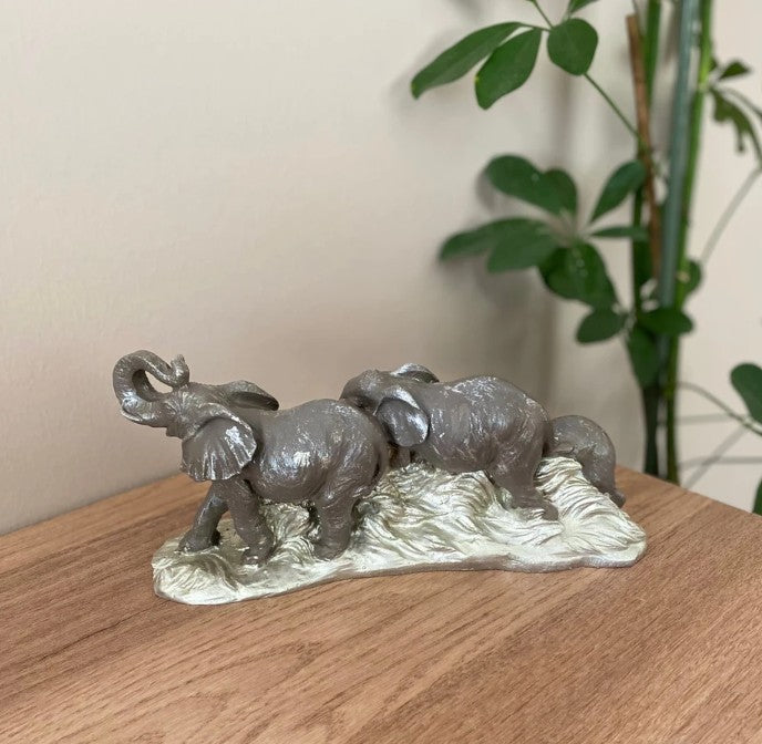 Handmade Elephant Family Decor, Elephant Statue, Safari Home Decor, Artistic Office Decor, Handmade Elephant Set, Animal Home Accent