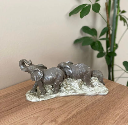 Handmade Elephant Family Decor, Elephant Statue, Safari Home Decor, Artistic Office Decor, Handmade Elephant Set, Animal Home Accent
