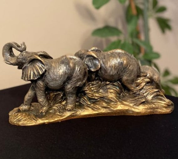 Handmade Elephant Family Decor, Elephant Statue, Safari Home Decor, Artistic Office Decor, Handmade Elephant Set, Animal Home Accent